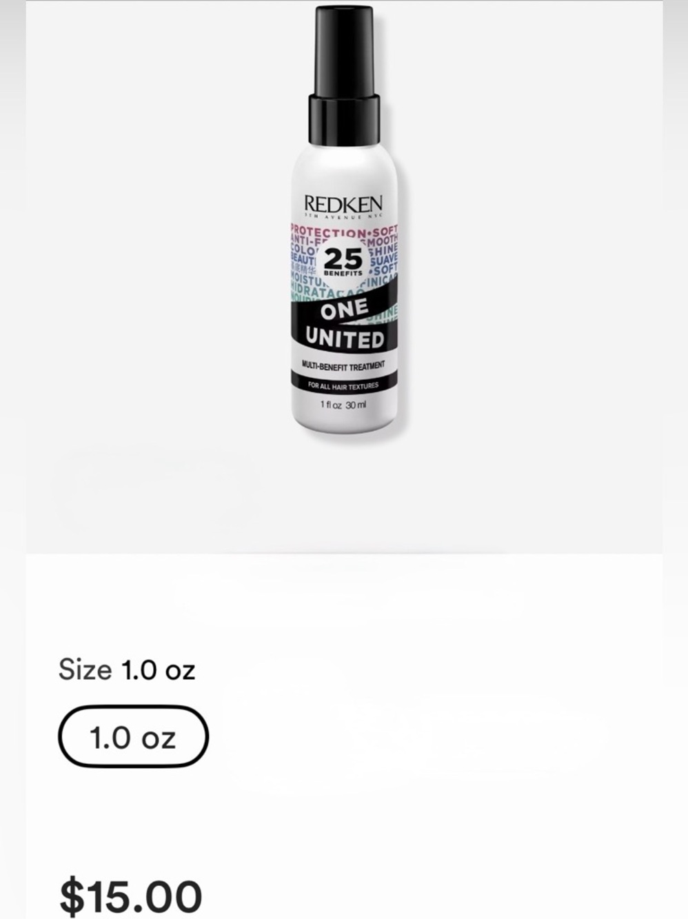 🍄6$26 Redken 25 Benefits one united treatment travel size NWT - Picture 2 of 2